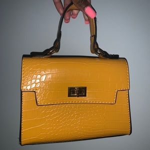 Yellow Croc Embossed Mini Bag Purse